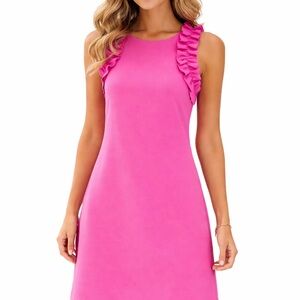 Lilly Pulitzer Vibrant Pink Ruffle Shift Dress